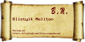 Blistyik Meliton névjegykártya